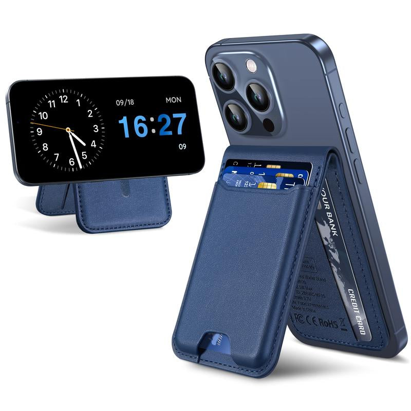 Magsafe Wallet Works with Iphong Find My, Strongest Magnetic for Iphone , 6 Cards Holder, with Airtag Holder Black Wireless Charging Rfid Blocking Lost Mode Durable Protection Stand Smartphone Cellphone【Christmas】