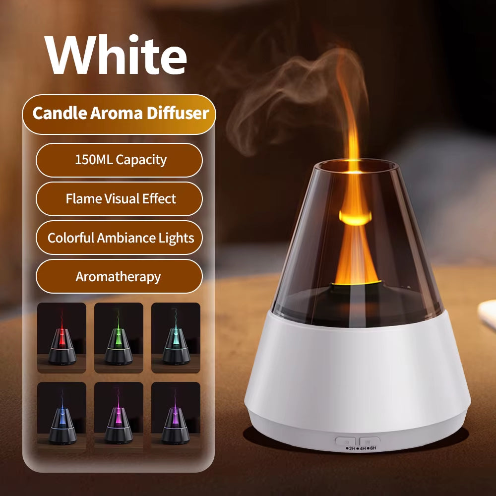 Transform Your Space with the Simulated Flame Aroma Diffuser - A Relaxing Humidifier with LED Lights and Remote Control
