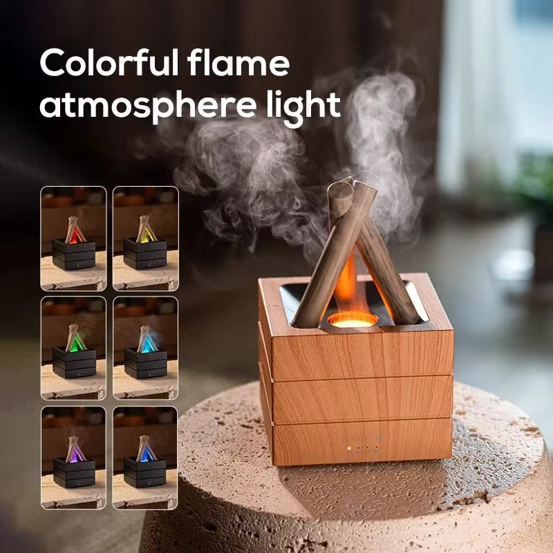Transform Your Space with the Simulated Flame Aroma Diffuser - A Relaxing Humidifier with LED Lights and Remote Control