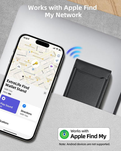 Magsafe Wallet Works with Iphong Find My, Strongest Magnetic for Iphone , 6 Cards Holder, with Airtag Holder Black Wireless Charging Rfid Blocking Lost Mode Durable Protection Stand Smartphone Cellphone【Christmas】