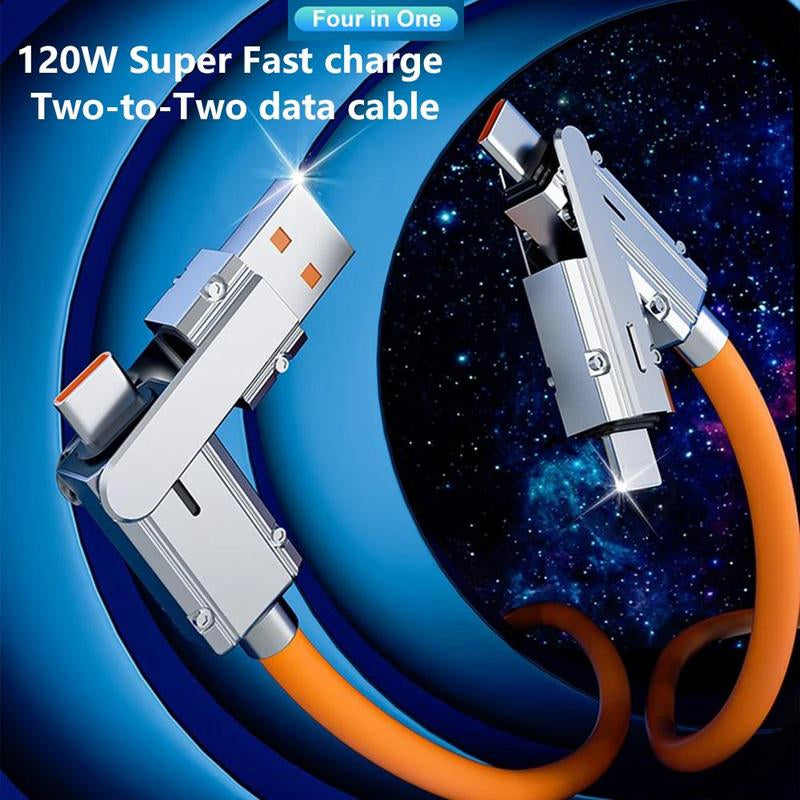 120W 4-In-1 USB-C Cable, 1 Count Fast Charging Data Cable with Cable Management
