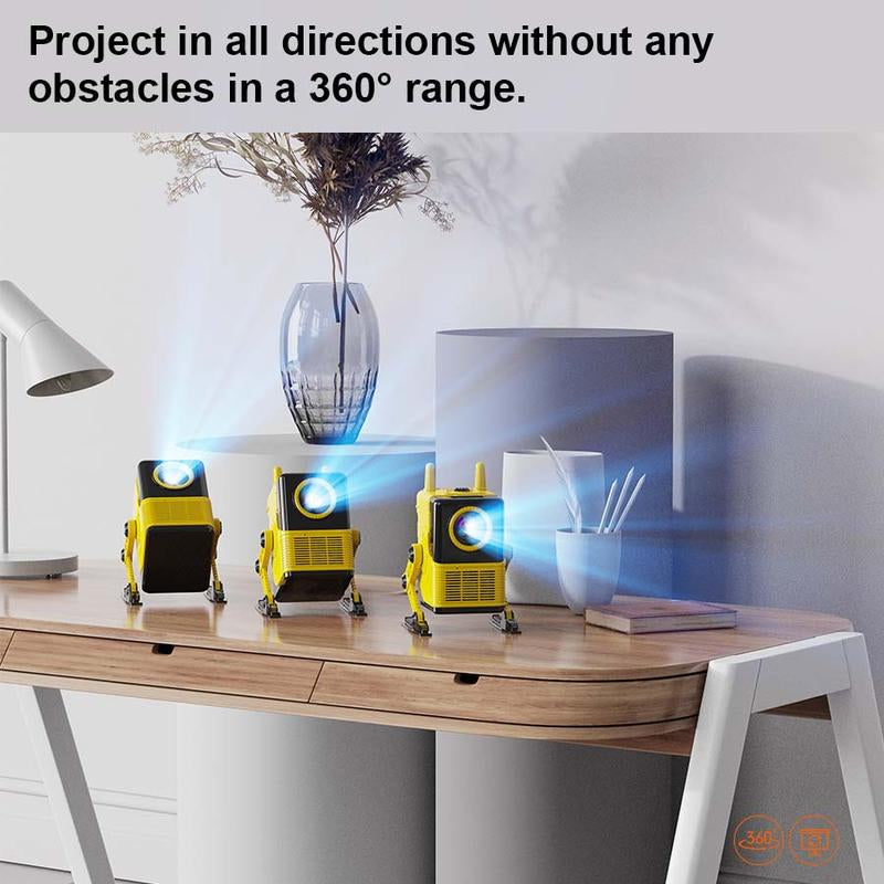 2025 Upgraded XBJ H8 Mini Projector with Android 11.0 - Native 1080P HD, 4K Supported, Wi - Fi 6 & Bluetooth Enabled, 360° Rotation, Auto - Focus for Bedroom, Home & Outdoor Viewing