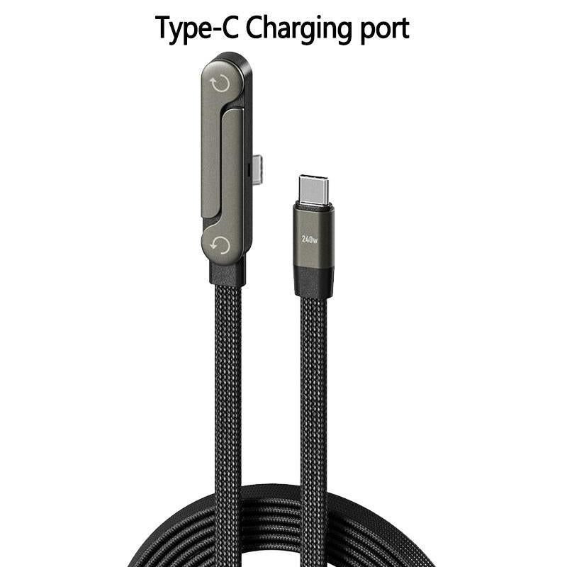 Revolutionary 2-in-1 Invisible Charger Cable & Phone Stand - 240W Super Fast Charging for Gaming, Office, and Travel - Sleek Black Design Compatible with Type-C Devices