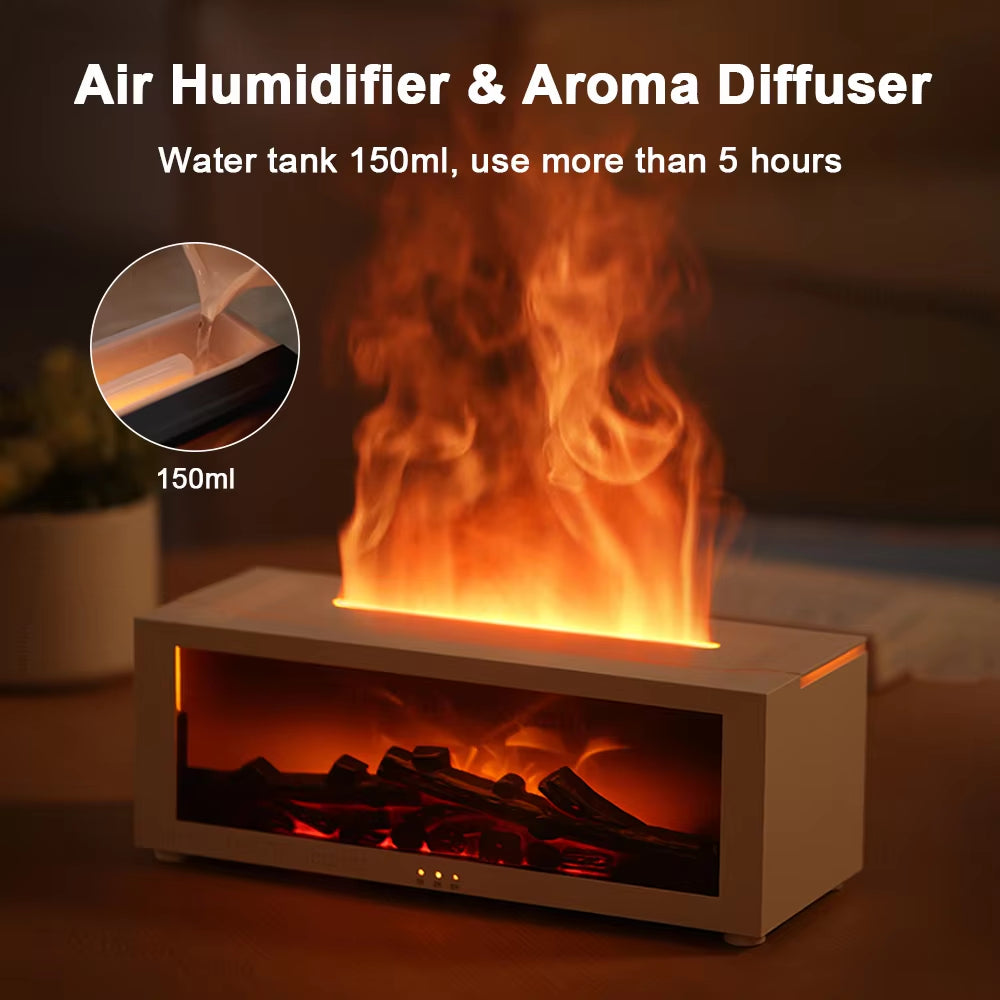 Transform Your Space with the Air Humidifier Essential Oils Diffuser - Aromatherapy Flame Effect with LED Light & Remote Control