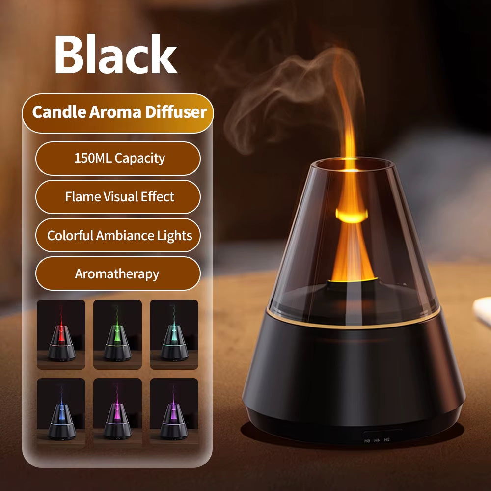 Transform Your Space with the Simulated Flame Aroma Diffuser - A Relaxing Humidifier with LED Lights and Remote Control