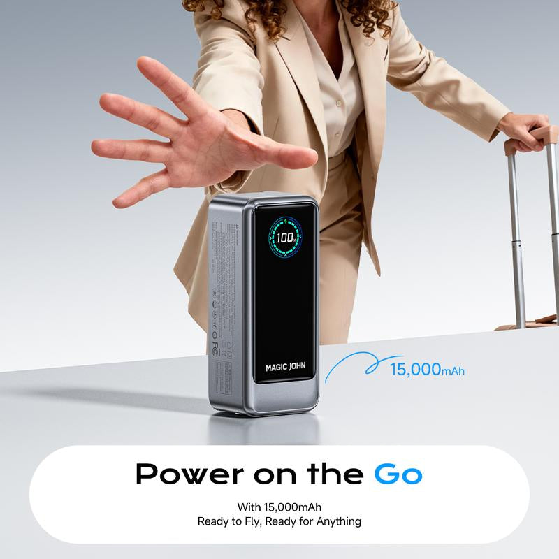 MAGIC JOHN Power Bank for Phones & Laptops, 15,000 Mah High-Capacity Portable Charger