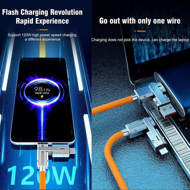 120W 4-In-1 USB-C Cable, 1 Count Fast Charging Data Cable with Cable Management