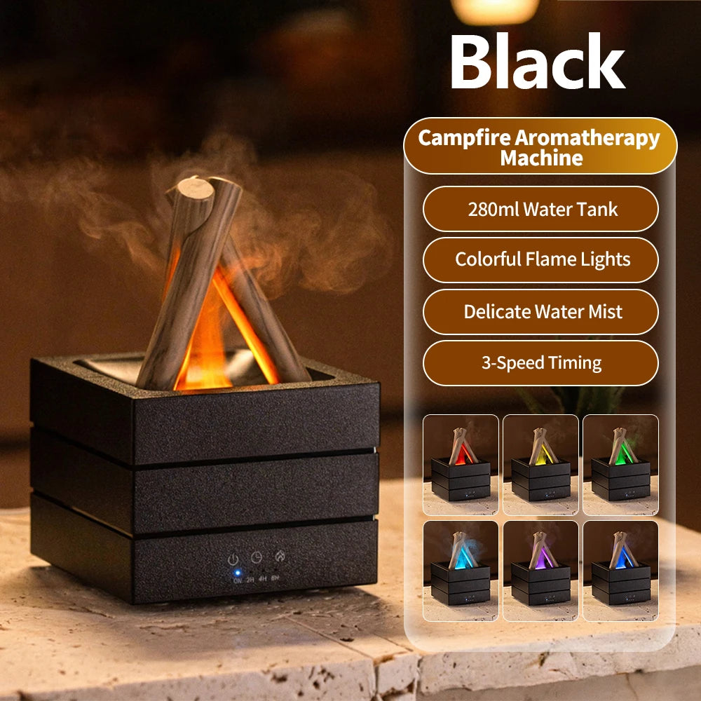 Transform Your Space with the Simulated Flame Aroma Diffuser - A Relaxing Humidifier with LED Lights and Remote Control