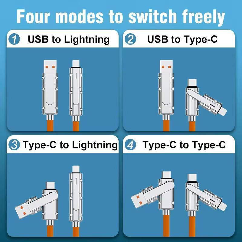 120W 4-In-1 USB-C Cable, 1 Count Fast Charging Data Cable with Cable Management