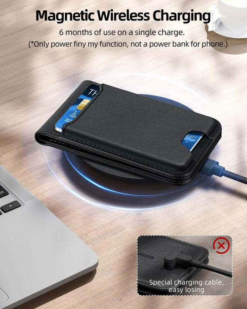 Magsafe Wallet Works with Iphong Find My, Strongest Magnetic for Iphone , 6 Cards Holder, with Airtag Holder Black Wireless Charging Rfid Blocking Lost Mode Durable Protection Stand Smartphone Cellphone【Christmas】