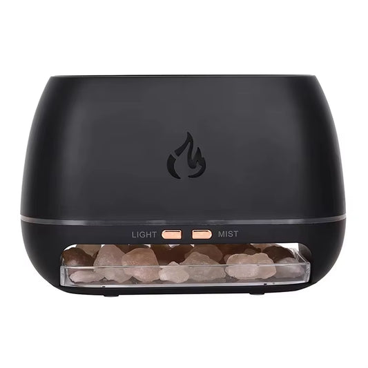 Elevate Your Space with the 3D Flame Aroma Air Humidifier - Himalayan Crystal Salt Stone Night Light & Essential Oil Diffuser
