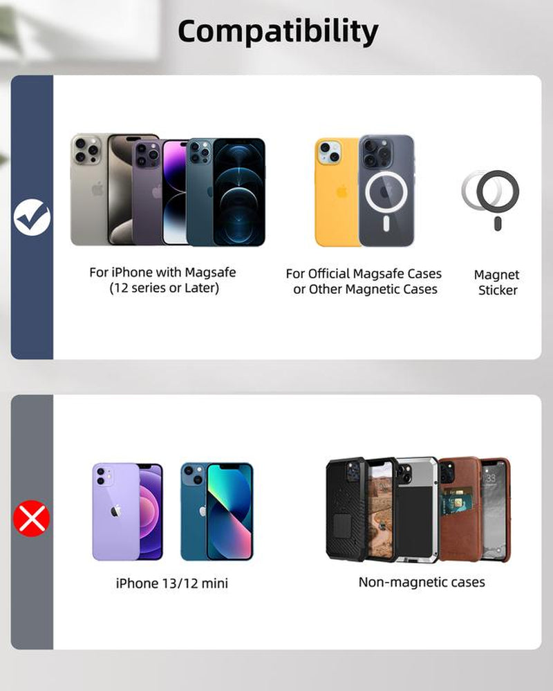 Magsafe Wallet Works with Iphong Find My, Strongest Magnetic for Iphone , 6 Cards Holder, with Airtag Holder Black Wireless Charging Rfid Blocking Lost Mode Durable Protection Stand Smartphone Cellphone【Christmas】