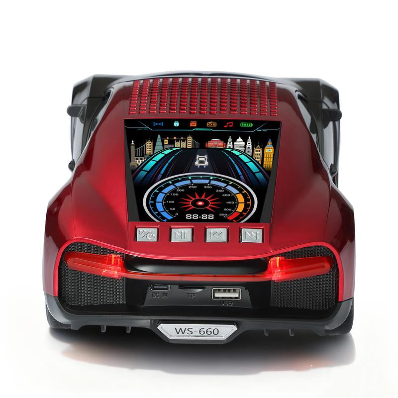 WSTER WS-660 Supercar Bluetooth Speaker with LED Starry Sky Display Portable HD Audio LED Party Lights TWS Pairing FM USB TF Playback Built-In Microphone Perfect Christmas Gift