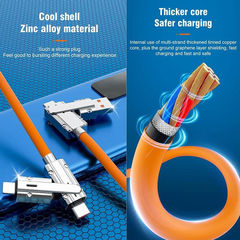 120W 4-In-1 USB-C Cable, 1 Count Fast Charging Data Cable with Cable Management