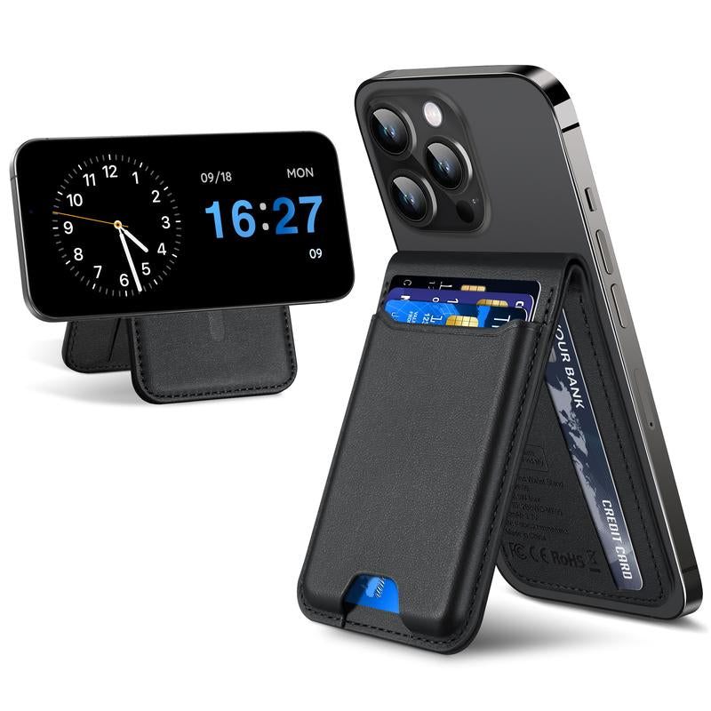 Magsafe Wallet Works with Iphong Find My, Strongest Magnetic for Iphone , 6 Cards Holder, with Airtag Holder Black Wireless Charging Rfid Blocking Lost Mode Durable Protection Stand Smartphone Cellphone【Christmas】