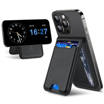 Magsafe Wallet Works with Iphong Find My, Strongest Magnetic for Iphone , 6 Cards Holder, with Airtag Holder Black Wireless Charging Rfid Blocking Lost Mode Durable Protection Stand Smartphone Cellphone【Christmas】