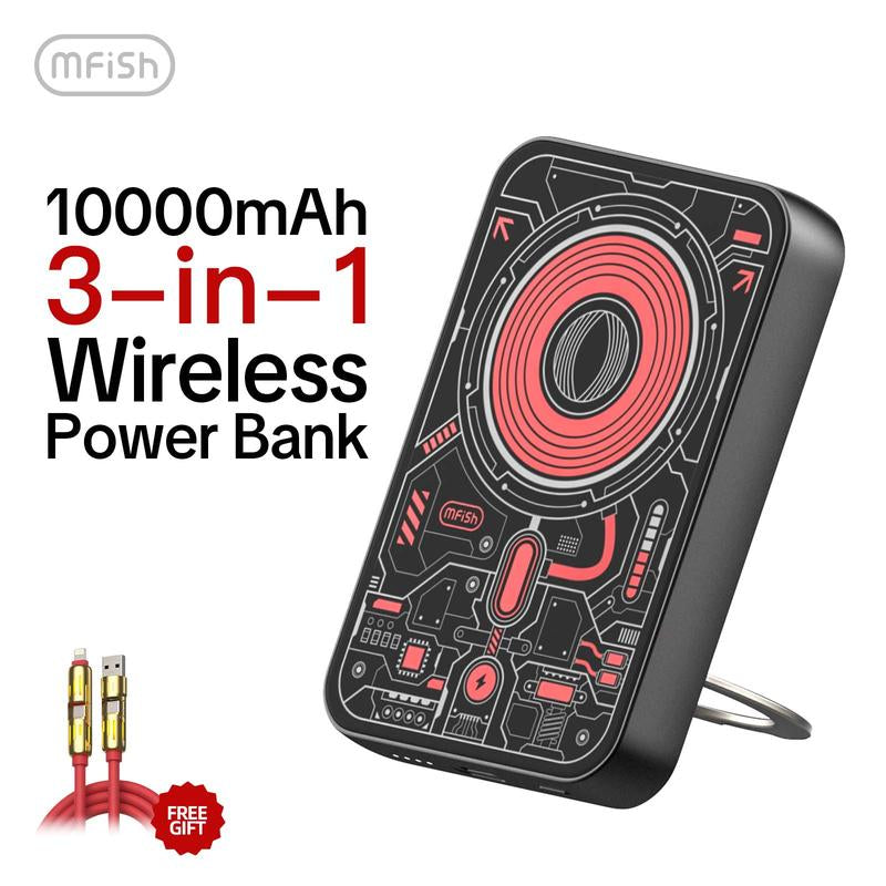 Mfish E-Monster 10000 Mah 3-In-1 Foldable Wireless Power Bank