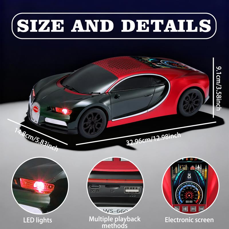 WSTER WS-660 Supercar Bluetooth Speaker with LED Starry Sky Display Portable HD Audio LED Party Lights TWS Pairing FM USB TF Playback Built-In Microphone Perfect Christmas Gift
