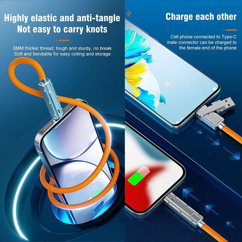 120W 4-In-1 USB-C Cable, 1 Count Fast Charging Data Cable with Cable Management