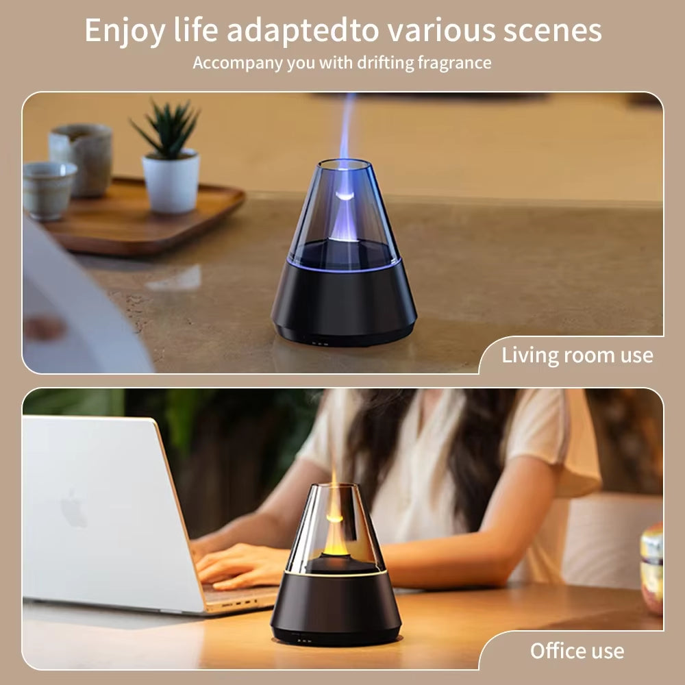 Transform Your Space with the Simulated Flame Aroma Diffuser - A Relaxing Humidifier with LED Lights and Remote Control