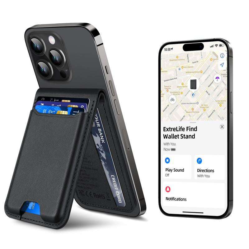 Magsafe Wallet Works with Iphong Find My, Strongest Magnetic for Iphone , 6 Cards Holder, with Airtag Holder Black Wireless Charging Rfid Blocking Lost Mode Durable Protection Stand Smartphone Cellphone【Christmas】