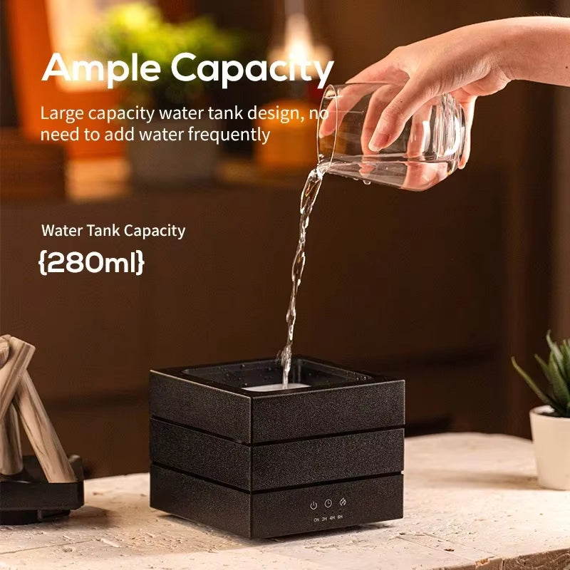 Transform Your Space with the Simulated Flame Aroma Diffuser - A Relaxing Humidifier with LED Lights and Remote Control