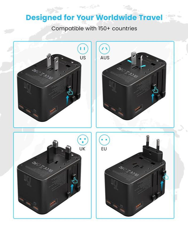 VINTAR 75W Gan Universal Travel Adapter