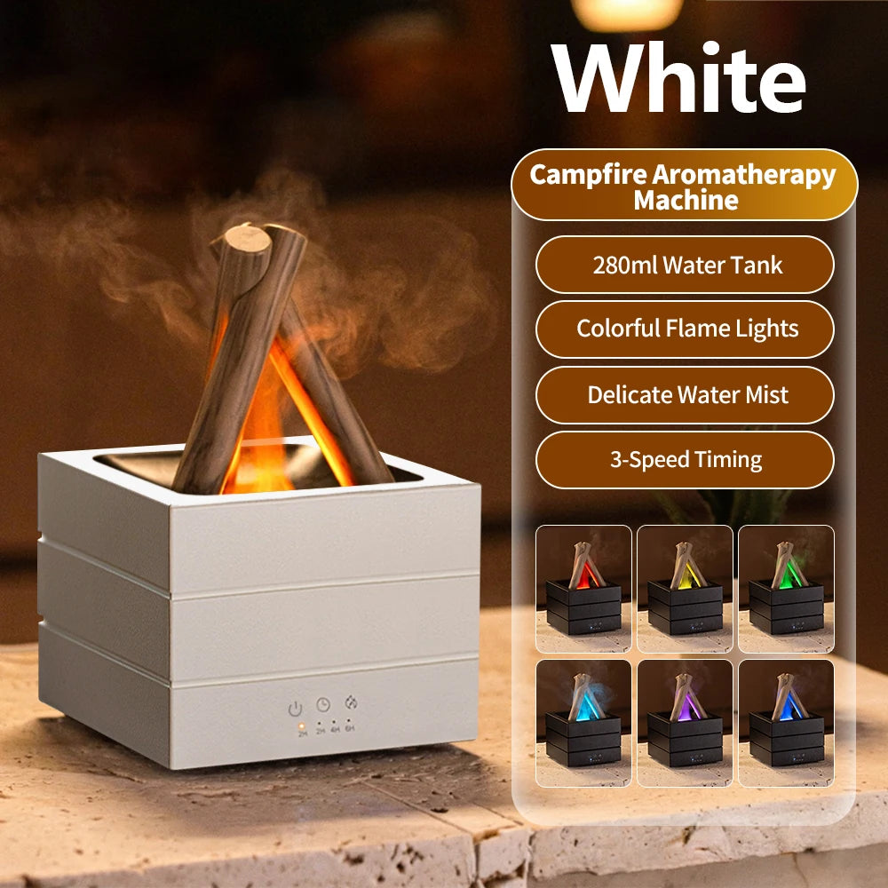 Transform Your Space with the Simulated Flame Aroma Diffuser - A Relaxing Humidifier with LED Lights and Remote Control