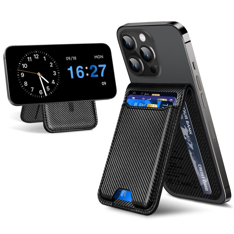 Magsafe Wallet Works with Iphong Find My, Strongest Magnetic for Iphone , 6 Cards Holder, with Airtag Holder Black Wireless Charging Rfid Blocking Lost Mode Durable Protection Stand Smartphone Cellphone【Christmas】